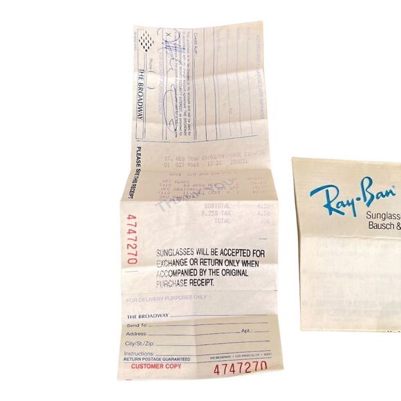 Authentic Vintage Ray-Ban Aviator Sunglasses With Orignal Case, Receipt & More - Picture 5 of 16